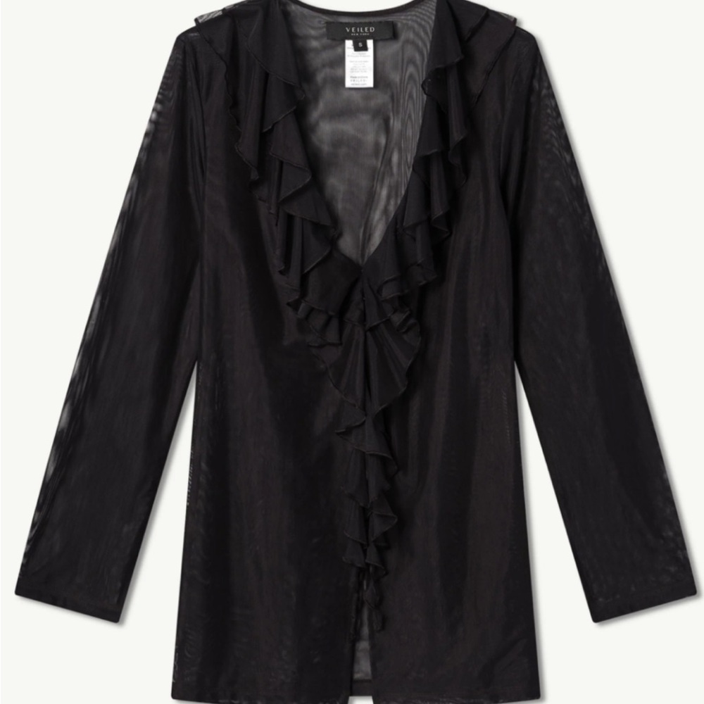 Black Ruffled Women's Blouse